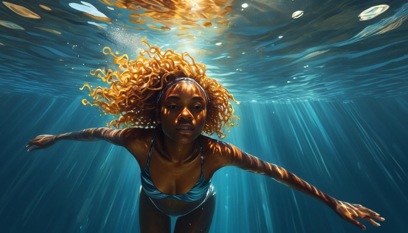 Underwater Portrait of a Girl in Sunlight