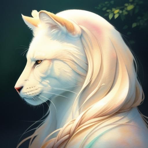 Furry Moucably Portrait with Butterfly in Watercolor Style