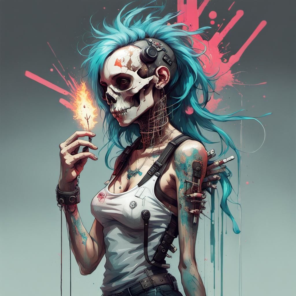 Punk Cyberpunk Musician Concept Illustration