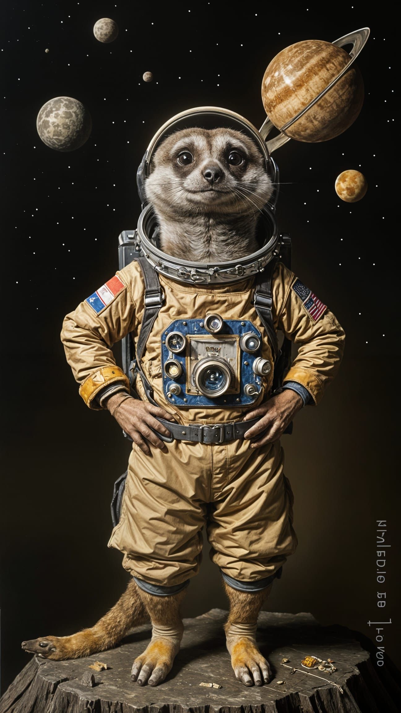 Meerkat Astronaut Inspired by Renaissance Masters