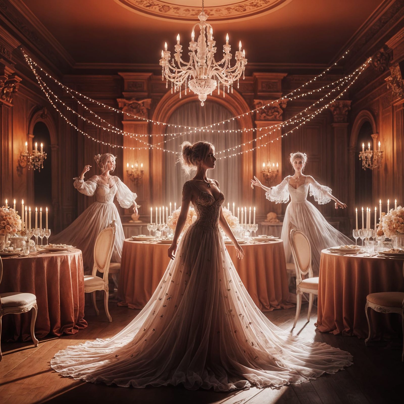 Woman at Spectral Birthday Party, Unreal Engine 5 Style