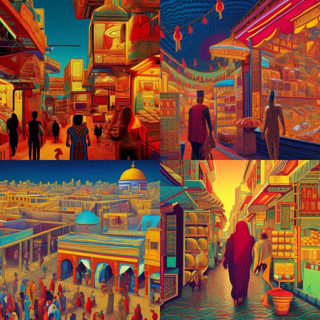 Egyptian Man in Cairo Market, Hyperrealistic Style