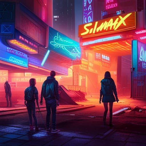 Cyberpunk Models Graffiti Art with Galaxy Theme