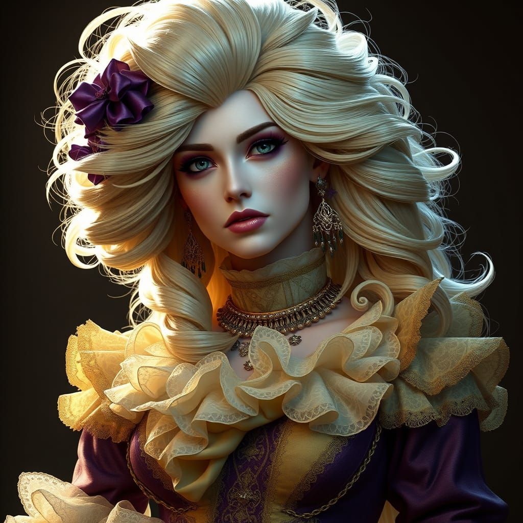 Elegant Vistana Warrior in Dark Fantasy Attire