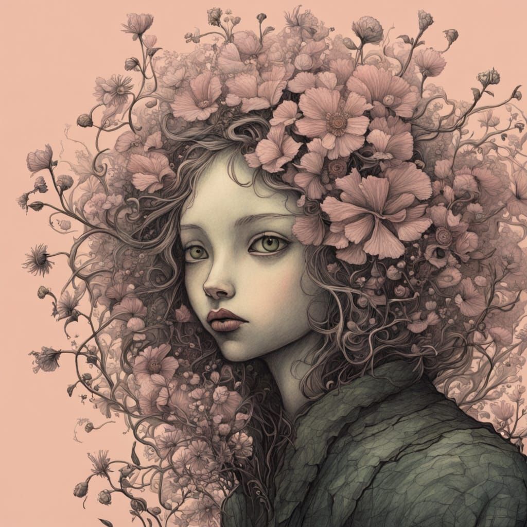 Pale Pink Wildflower in a Moody, Gothic Style