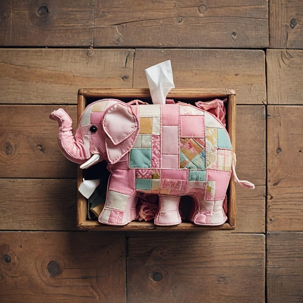 Vintage Elephant Tissue Box in Wes Anderson Style