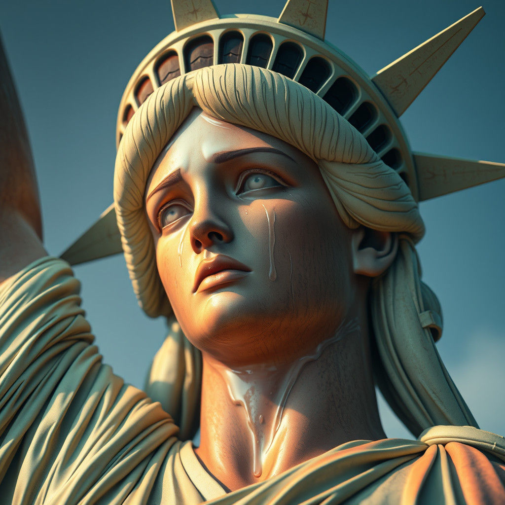 Crying Statue of Liberty: Hyperrealistic AI Art