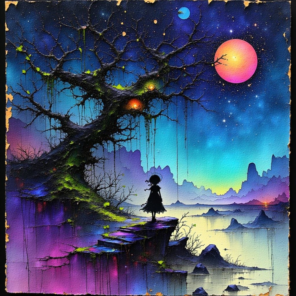 Cosmic Cyberpunk Goddess in Starlight