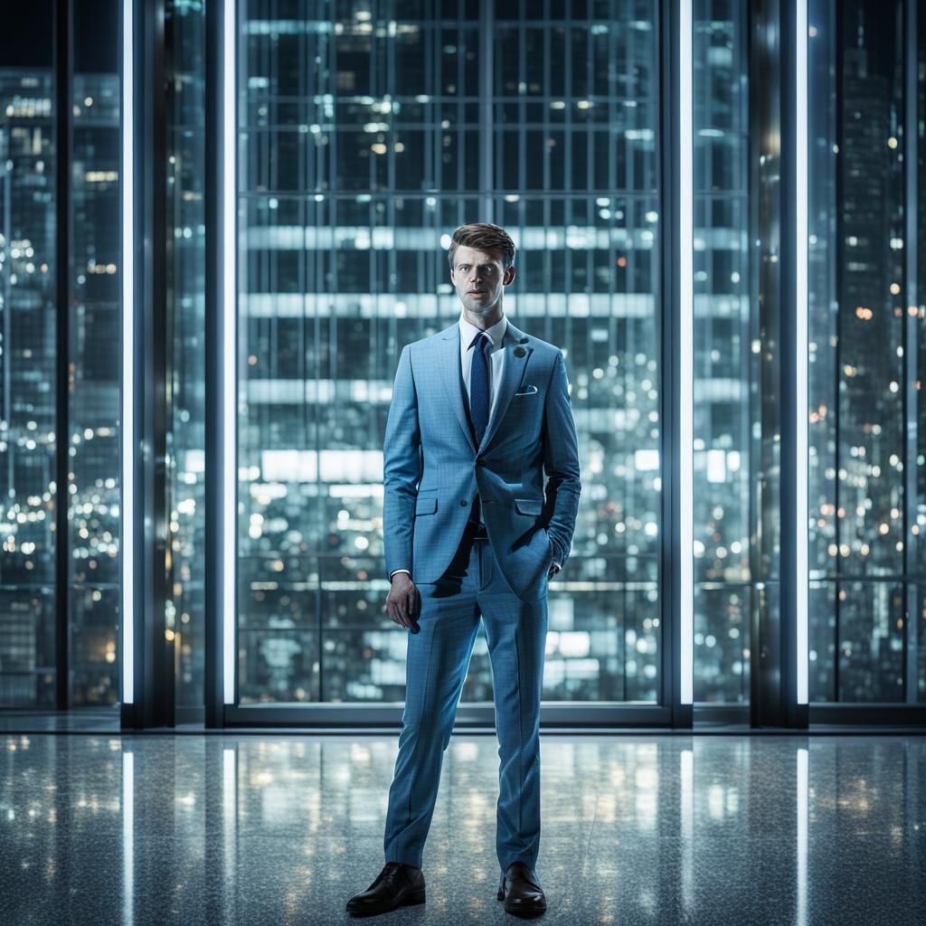 Confident Man in City at Night