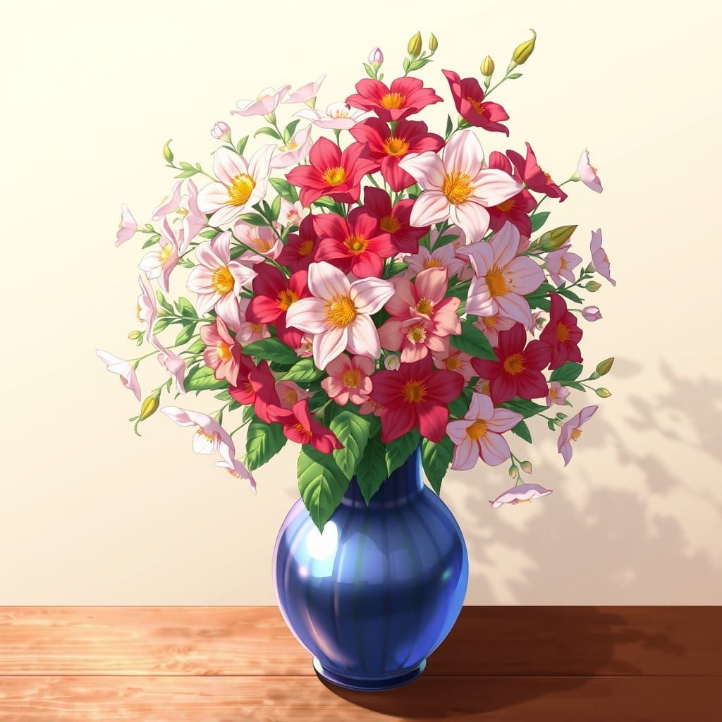 Hawthorn Flowers in Vase: Anime Key Visual Art