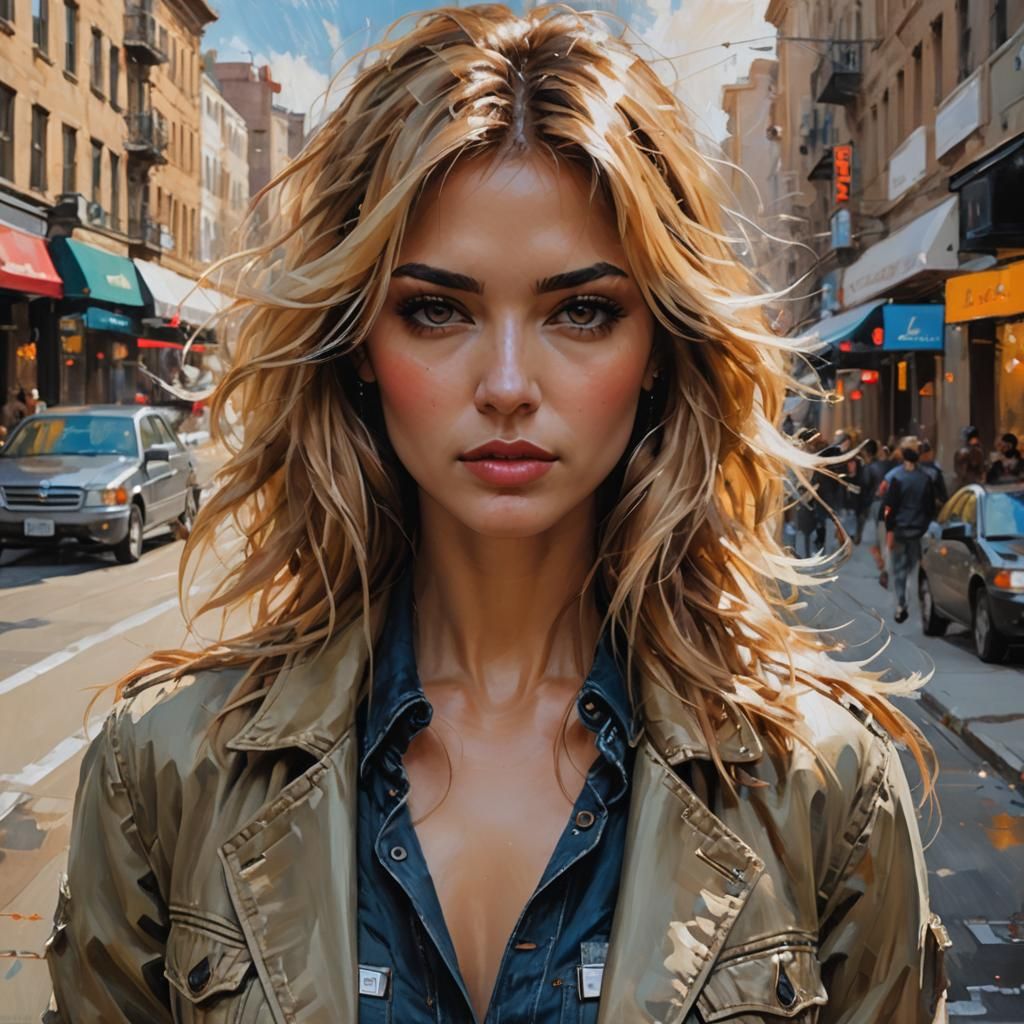 Beautiful Woman Portrait in Romantic Realism Style