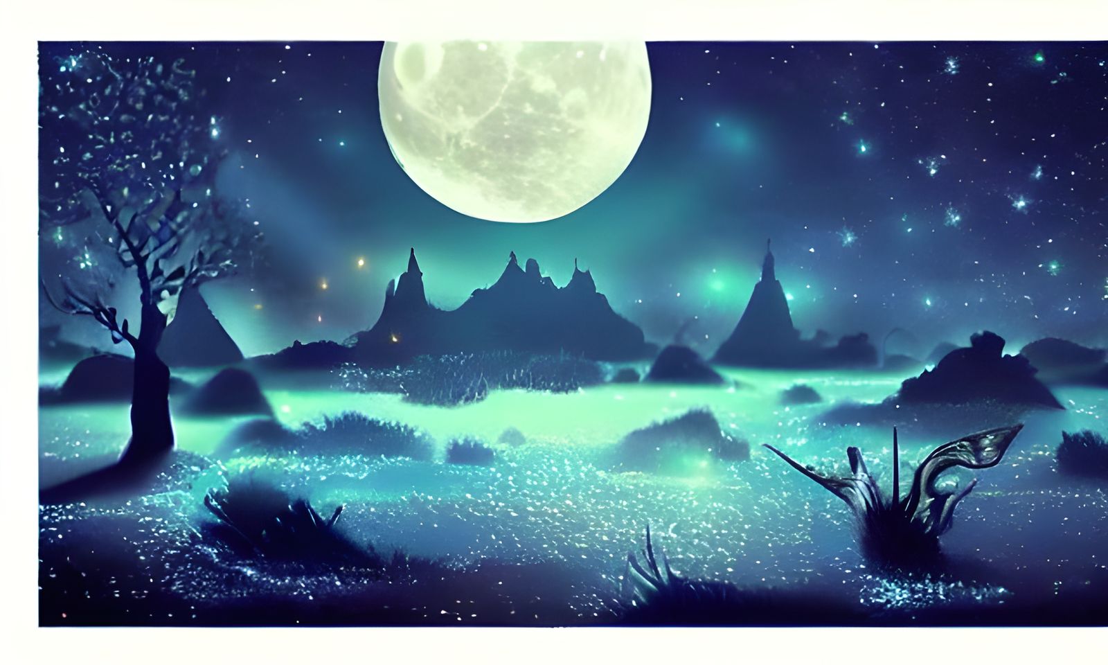 Fantasy Realism Dreamland Under a Starry Moon
