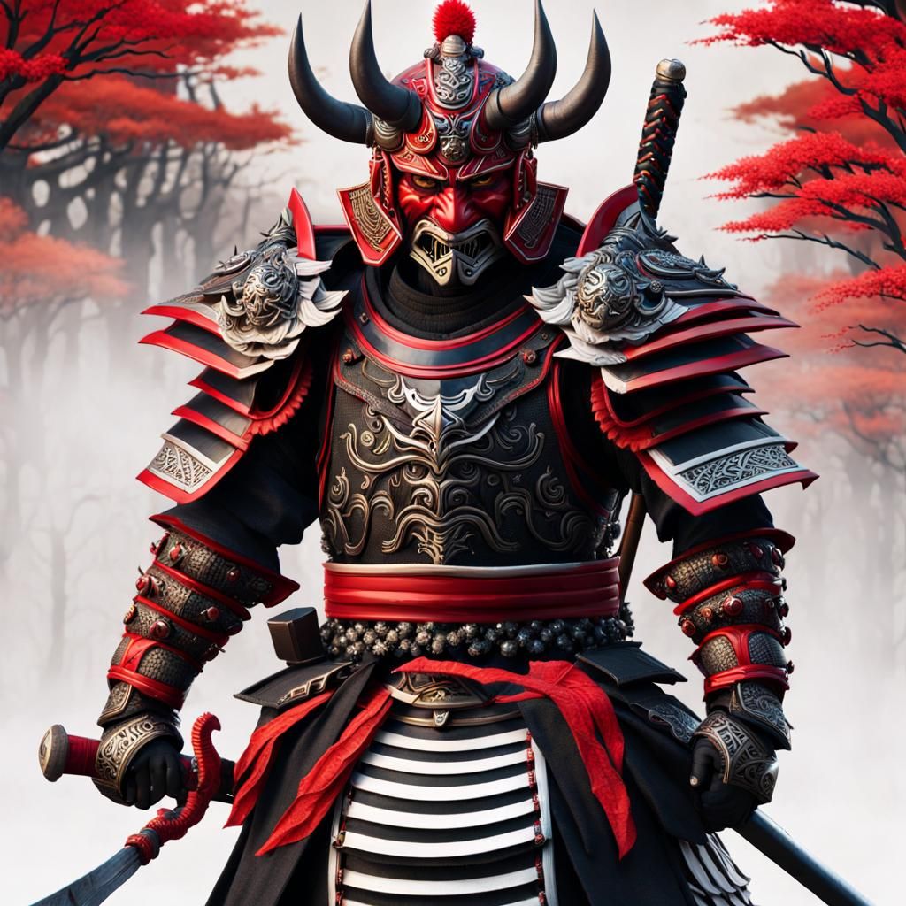 Oni Samurai Warrior in Detailed Armour with Kanabo