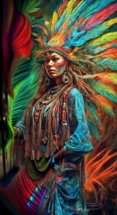 Psychedelic Shaman Woman in HDR
