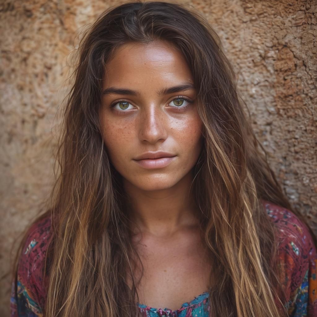 Portrait of a Beautiful Woman with Multicolored Eyes