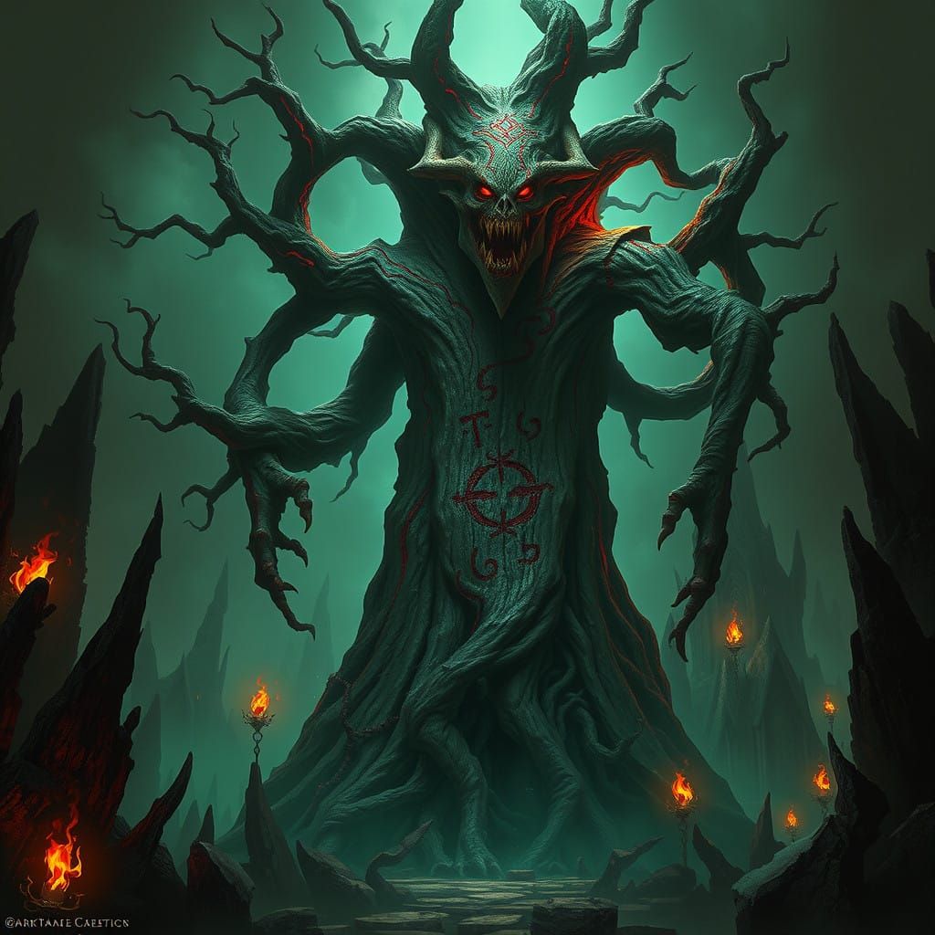 Dark Fantasy Treant Shaman in Khorne's Realm
