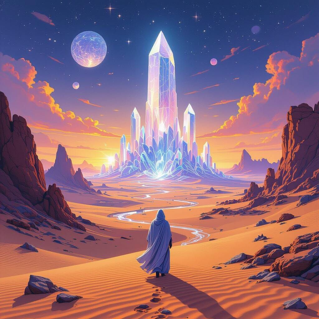 Surreal Desert Crystal City: Roger Dean & Moebius Style