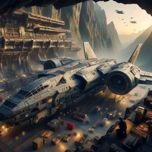 Futuristic Space Cruiser in Nebula