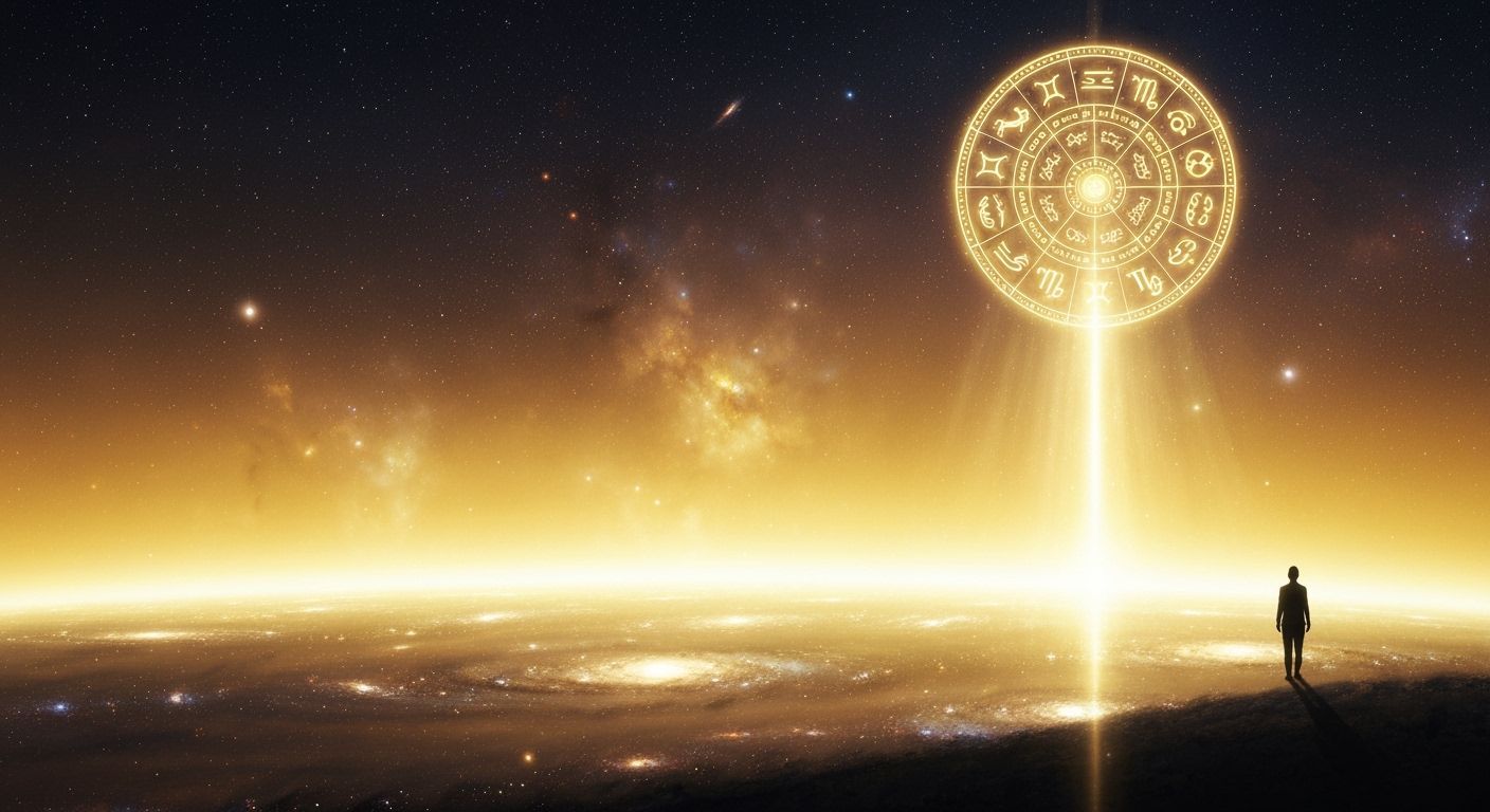 Cosmic Farewell: Figure Ascends to Infinite Light