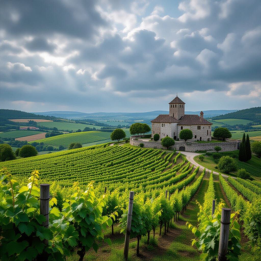 Breathtaking Hyperrealistic French Landscape with Dramatic L...