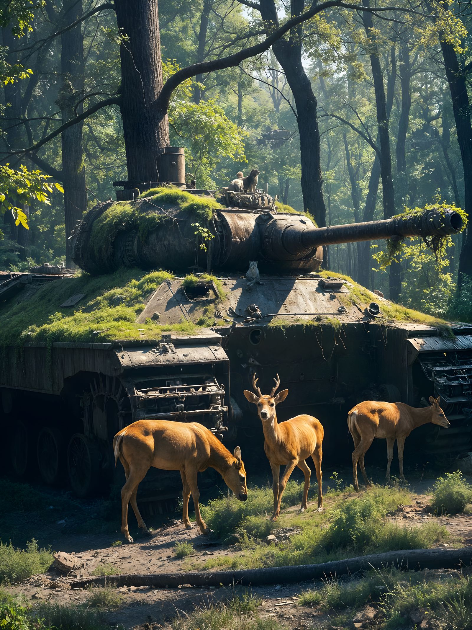 Derelict Tank Overrun by Wildlife