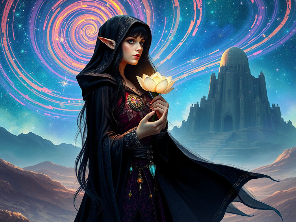 Galactic Fantasy Being Holds Cosmic Bloom