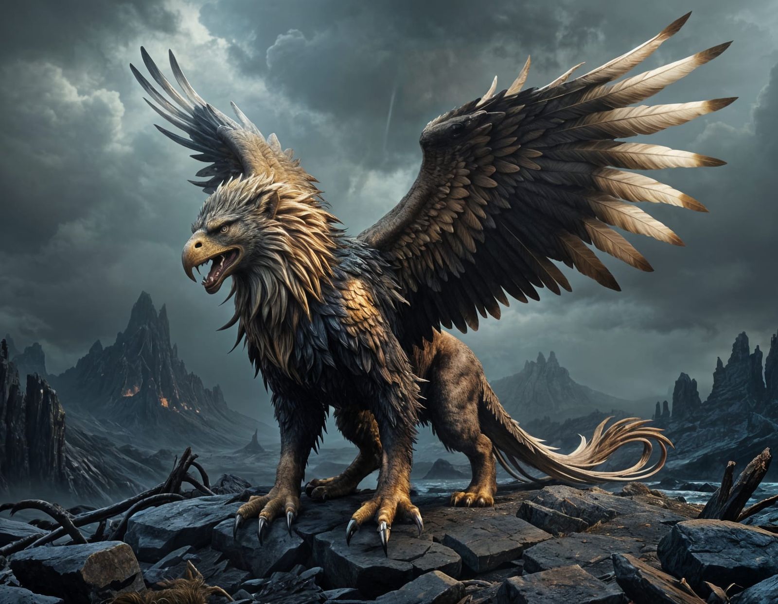 Majestic Griffin with Lion Paws and Eagle Claws
