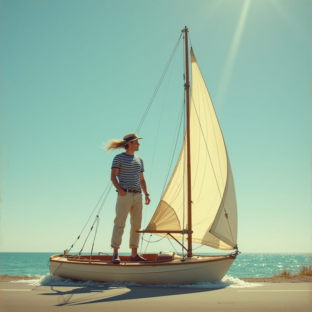 Sailing Life in a Dreamlike Oceanic Landscape