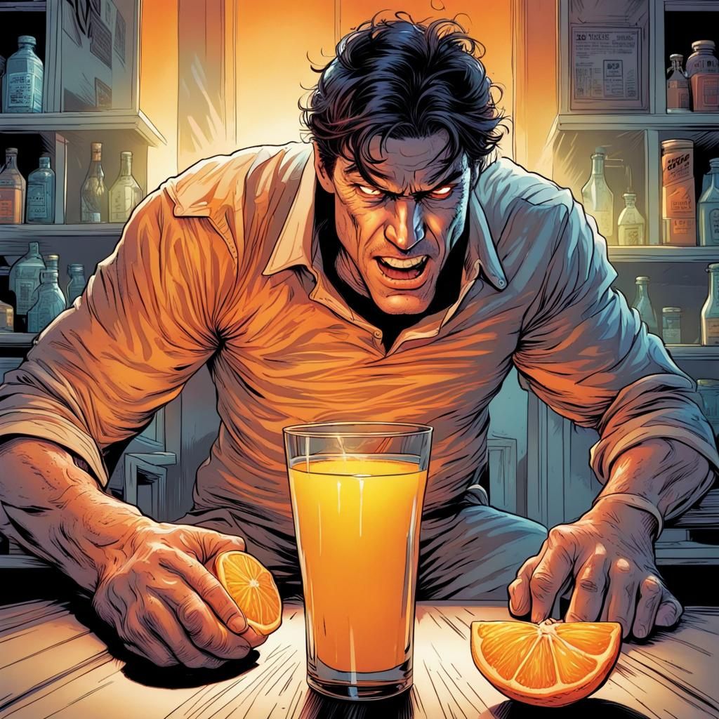 Man Possessed by Orange Juice: Comic Book Art