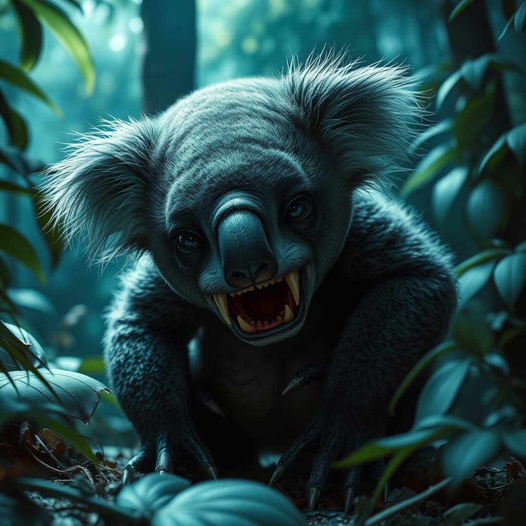 Menacing Koala Bear Monster in Jungle