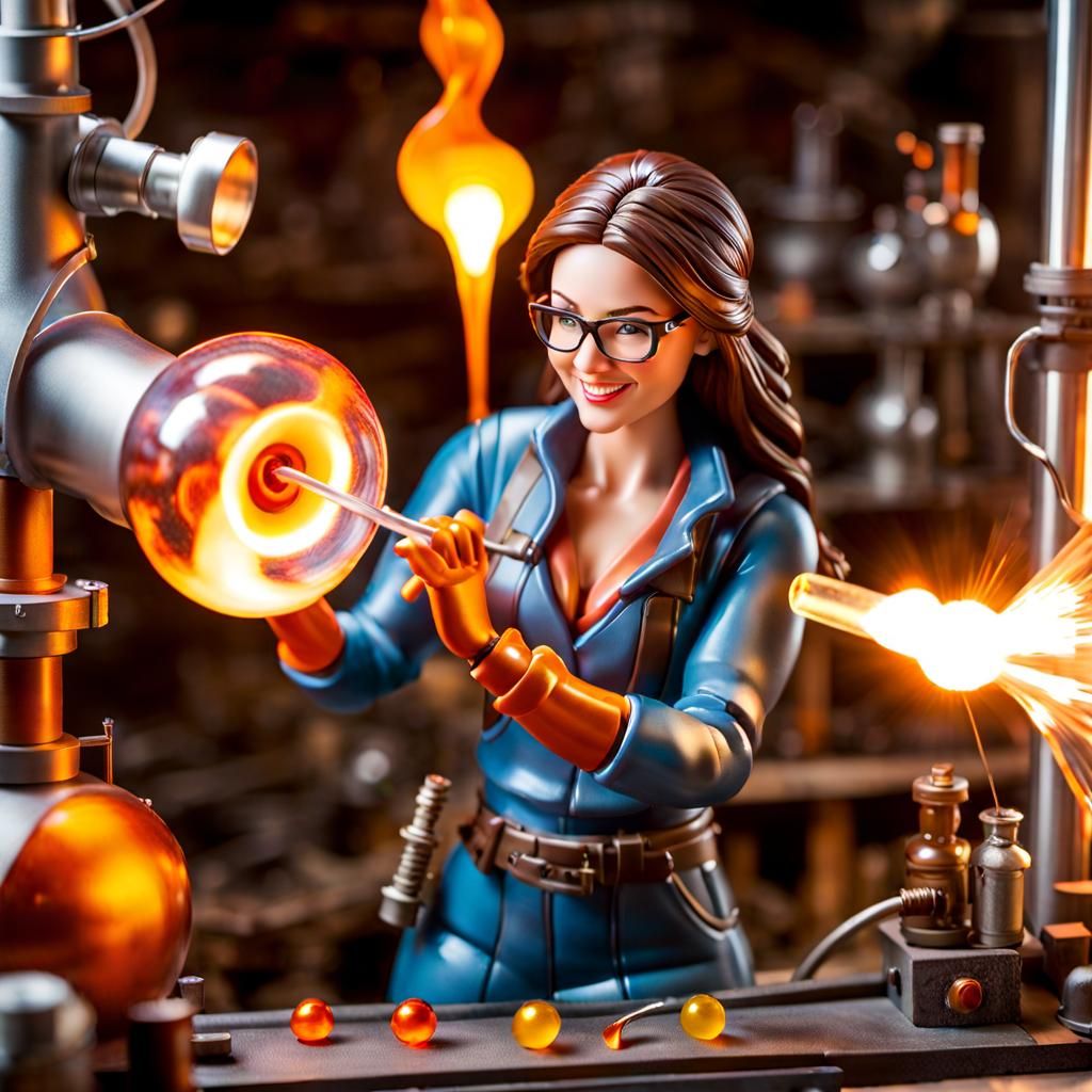 Detailed Glassblower Action Figure in Workshop
