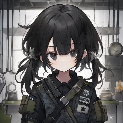 Anime Girl in Military Camo Uniform