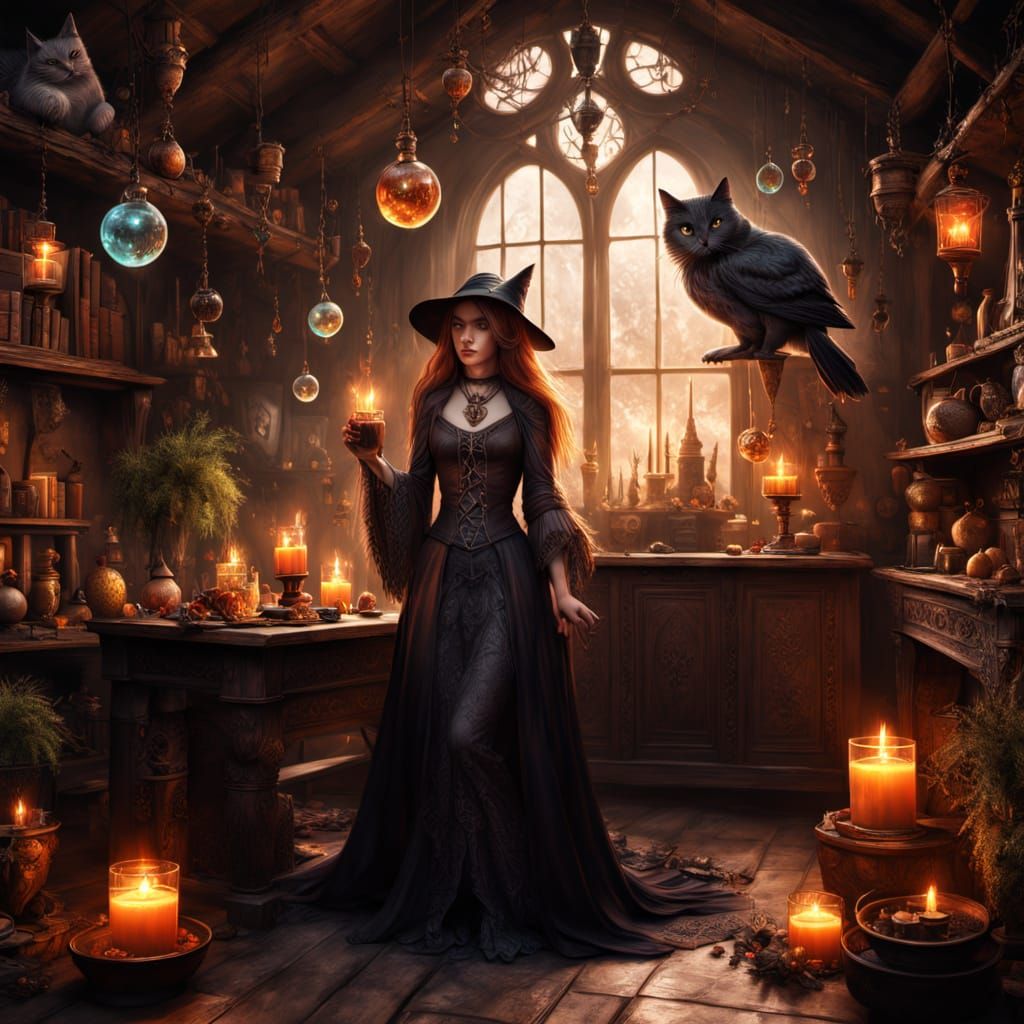 Gothic Witch Birthday Celebration in Enchanted Cottage