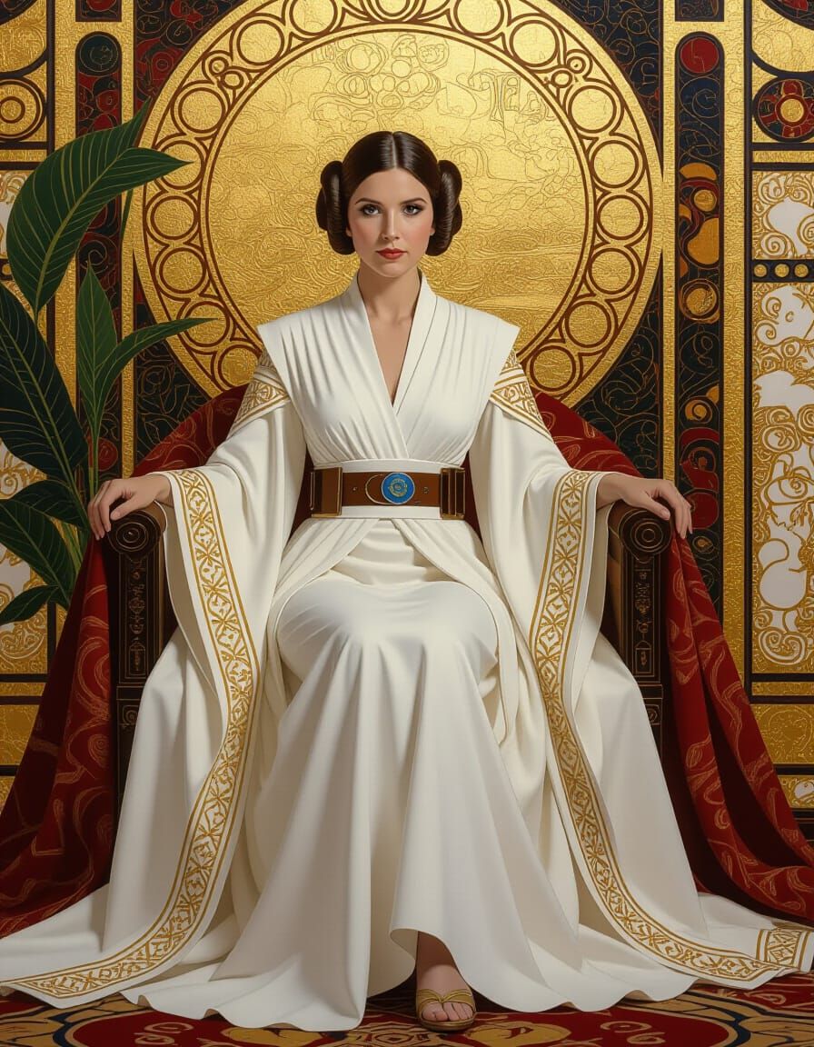 Princess Leia in Klimt-Inspired Anime Art