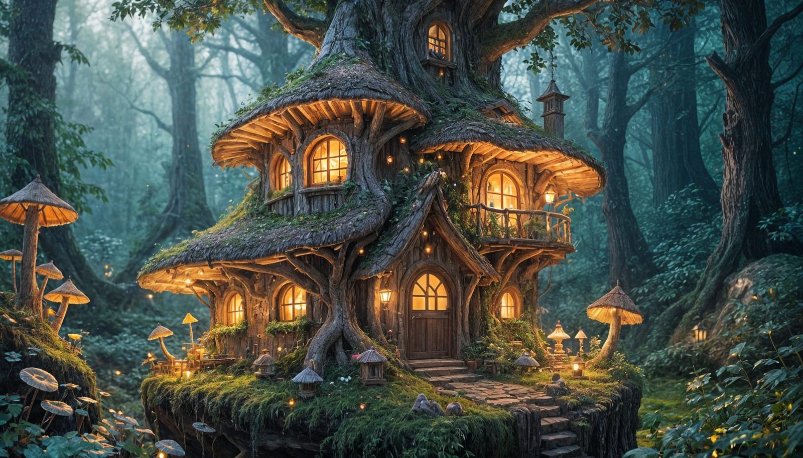 Enchanted Gnome House in Ancient Tree