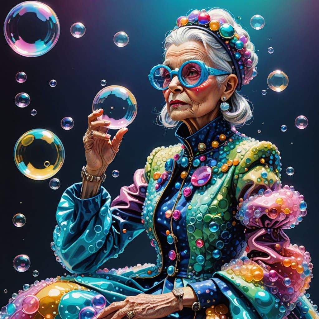 Bubble Gown Fashion Illustration with Gnome Models