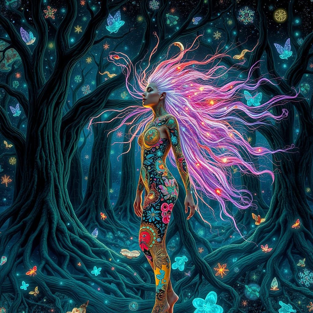 Ethereal Bioluminescent Forest in Photorealistic Style