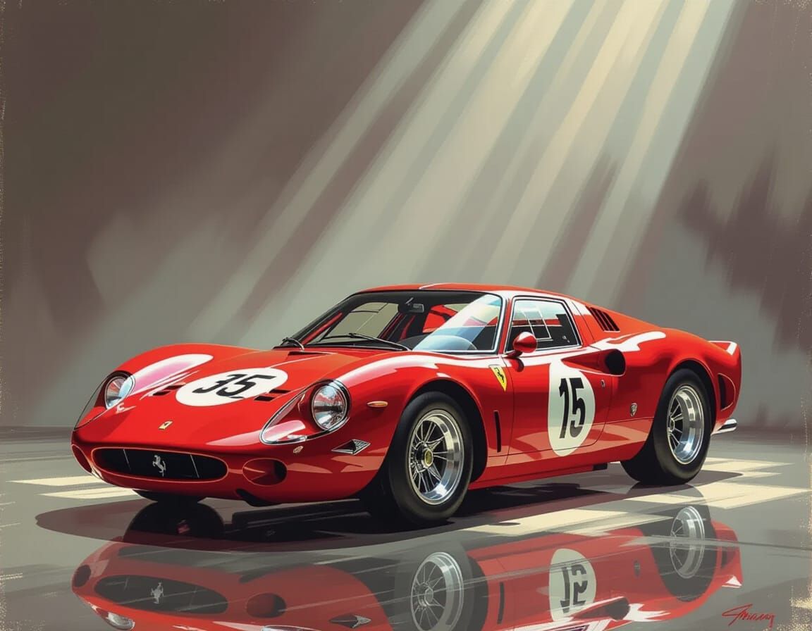 1967 Ferrari 330 P4 Race Car in Dramatic Light