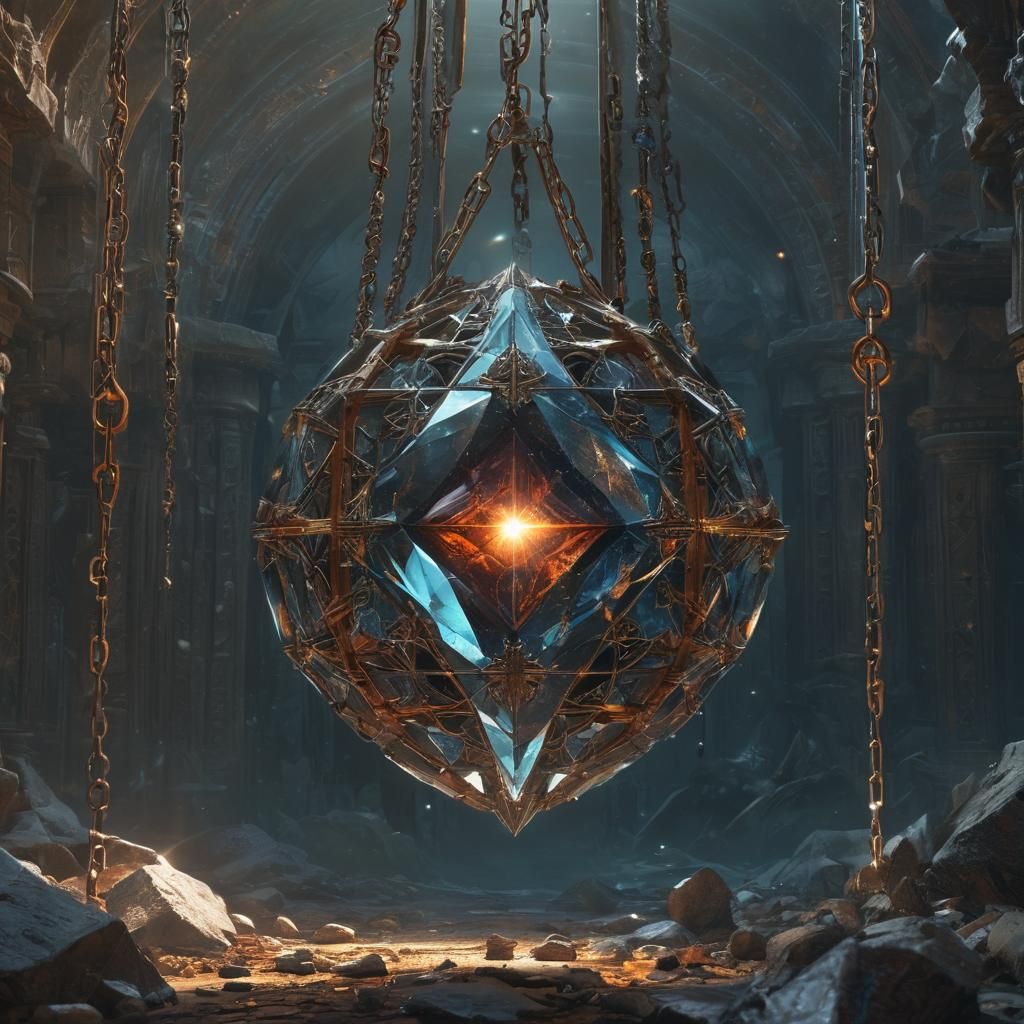Majestic Crystal Core Radiating Light: Fantasy Concept Art