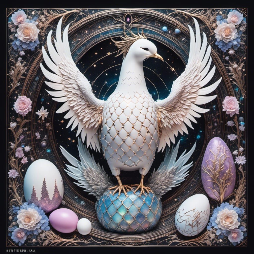 <lora:Night Sparkle:1.0> The hatching Phoenix in
The style of
Angel's egg