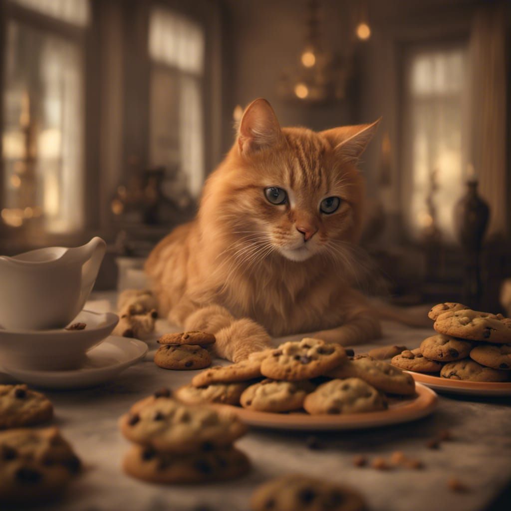 Chocolate Chip Cookies and Orange Tabby Cat