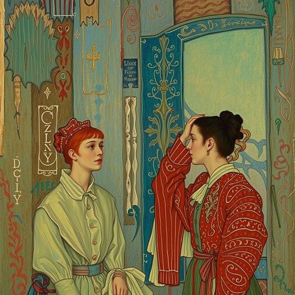 Melancholic Portrait in Jugendstil Style