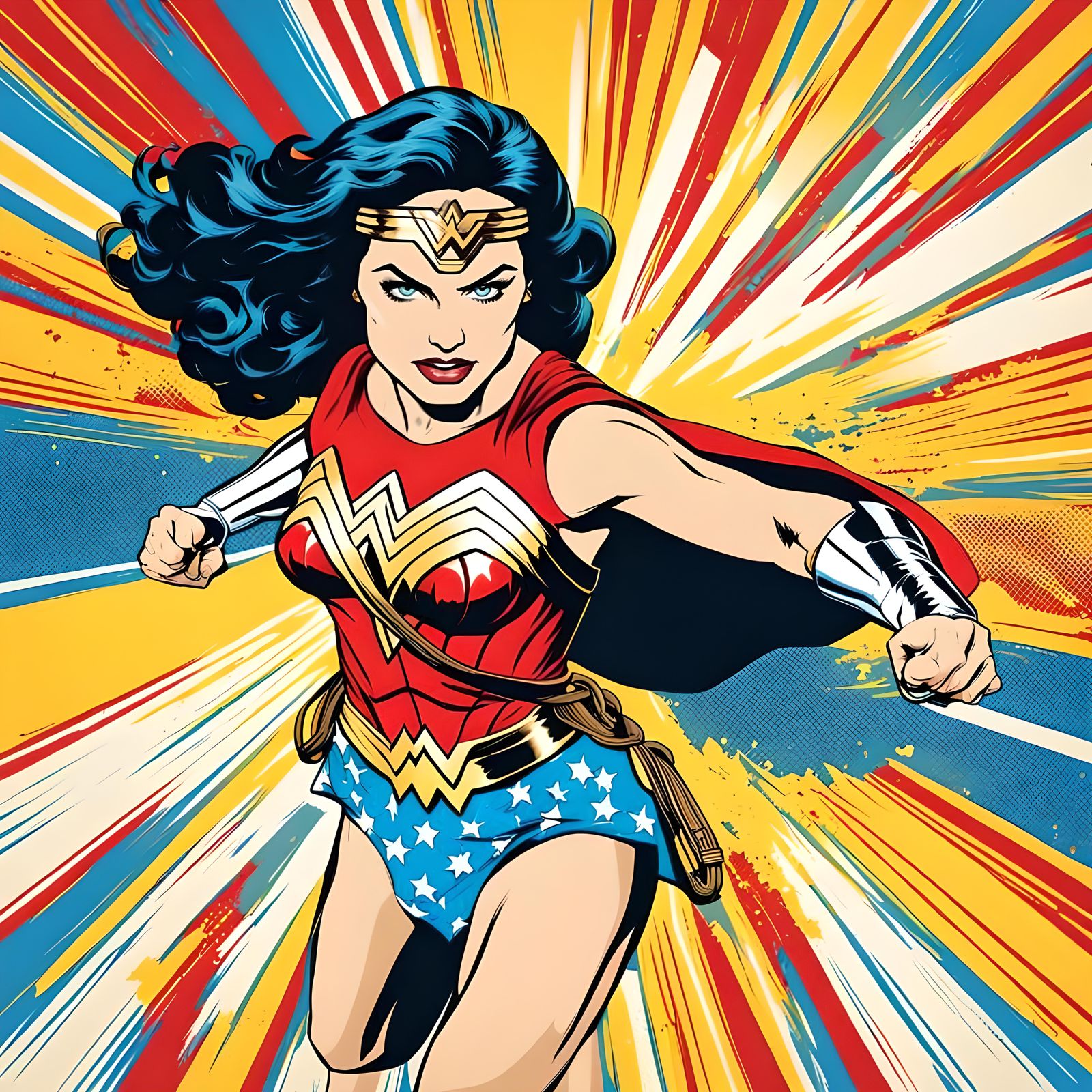 Wonder Woman Portrait in Comic Pop Art Style