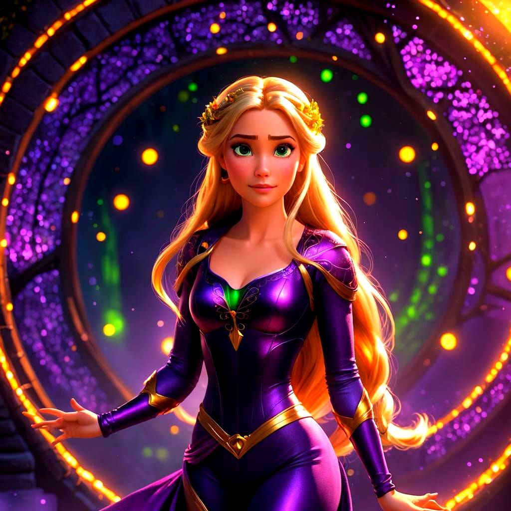 Rapunzel as Superheroine in 3D Digital Art