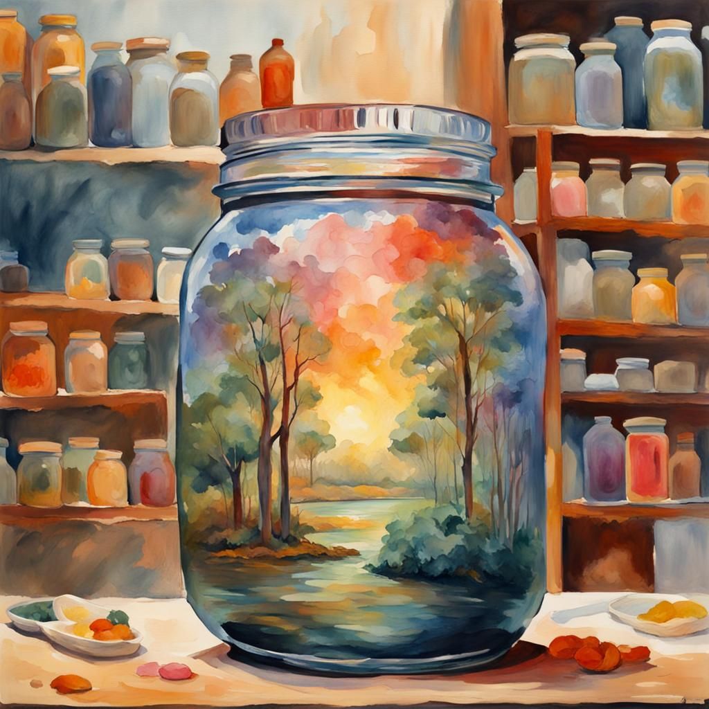 Riverscape in a Glass Jar