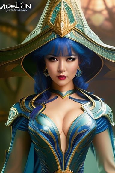 Abjuration Wizard Woman in Bubble, Digital Art