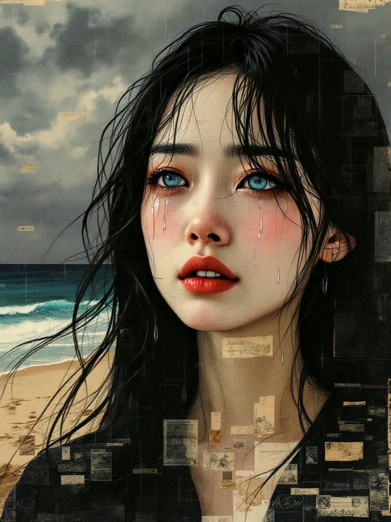 Long hair and blue eyes