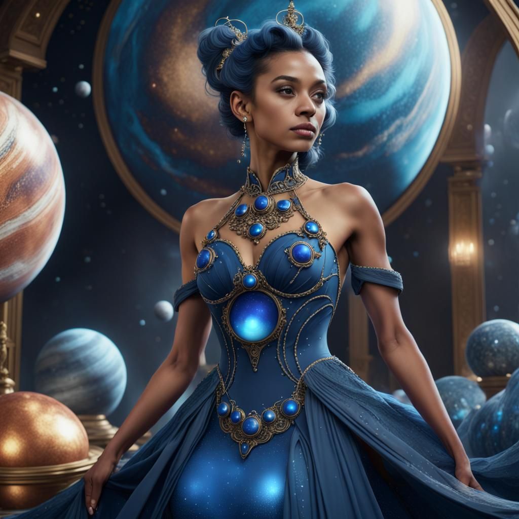 Alien Woman in Planetary Dress: Digital Matte Painting