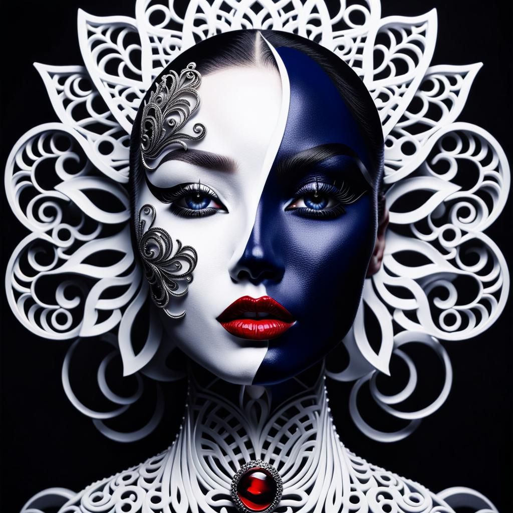 Yin Yang Woman: A Dichotomy of Color and Form