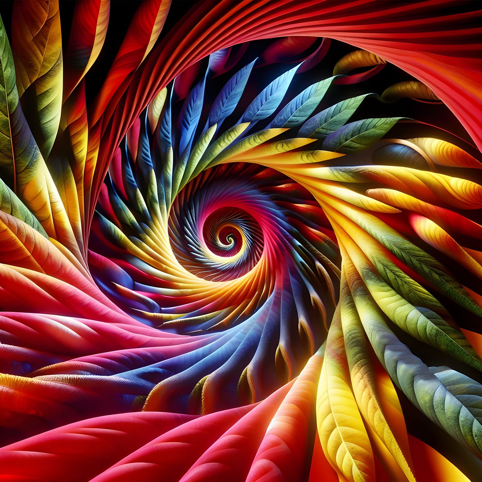 Multidimensional Leafy Portal with Transforming Rose Petals